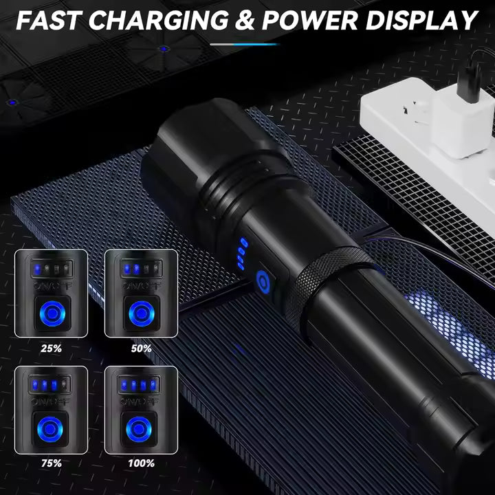 Black electronic device with charging indicator on a textured surface