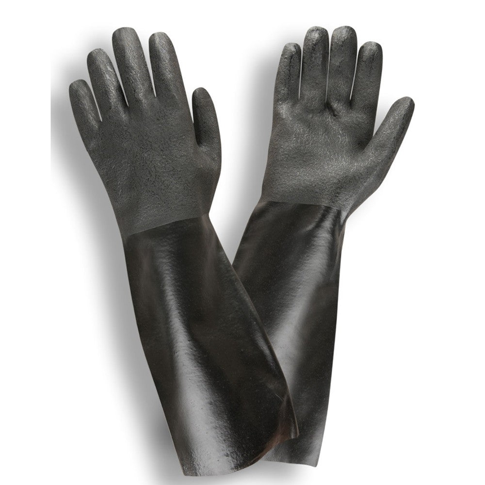 BLACK PVC-DOUBLE DIPPED GLOVES - ETCHED GRIP - Pack of 12