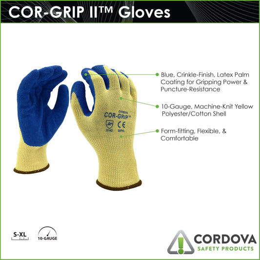 COR-GRIP™ LATEX PALM GLOVES - Pack of 12