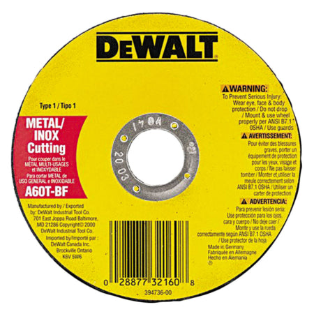 DEWALT 4 1/2" METAL CUTOFF WHEEL