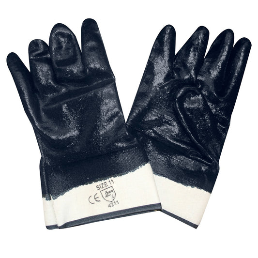 SMOOTH NITRILE JERSEY GLOVE FULL DIP W/ CUFF - Pack of 12