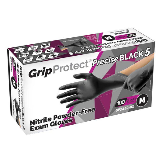 5 MIL POWDER FREE BLACK NITRILE GLOVES - 10 Boxes of 100
