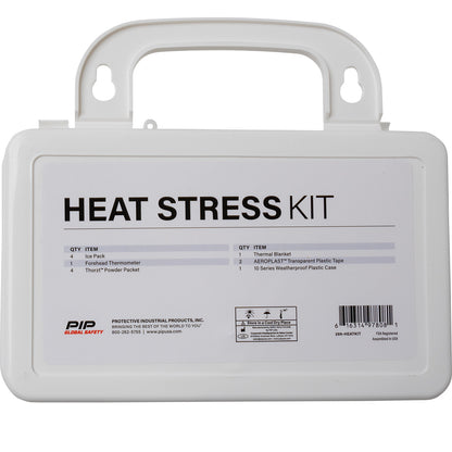 Reverse side of a heat stress first aid kit