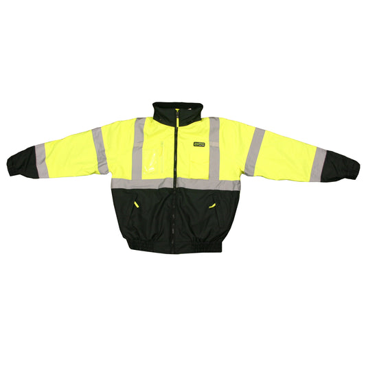Reptyle™ J301 Class 3 Hi-Vis Yellow 3-In-1 Bomber Jacket with Zip-Out Fleece Jacket