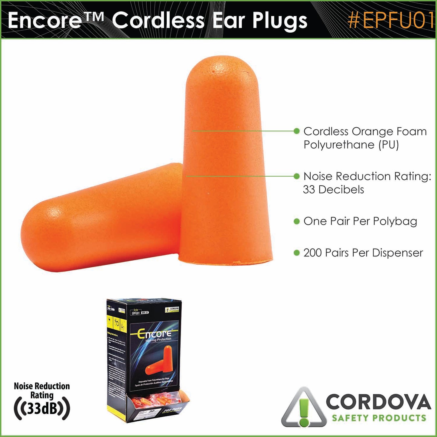 POLYURETHANE FOAM EAR PLUGS - CORDED AND UNCORDED